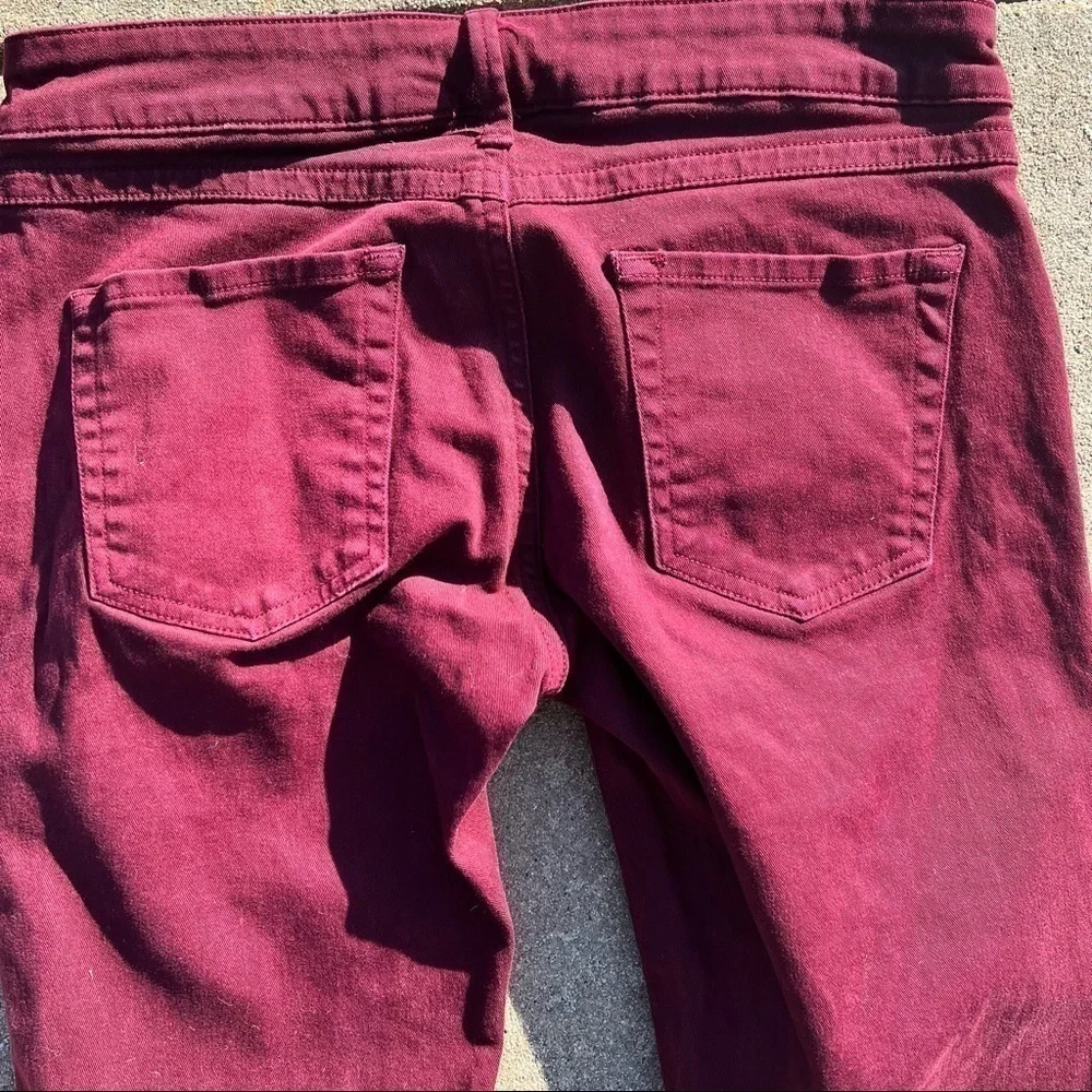 MANGO Jeans Women's Size 6 Wine Burgundy Skinny Slacks Pants Purple Slim Stretch